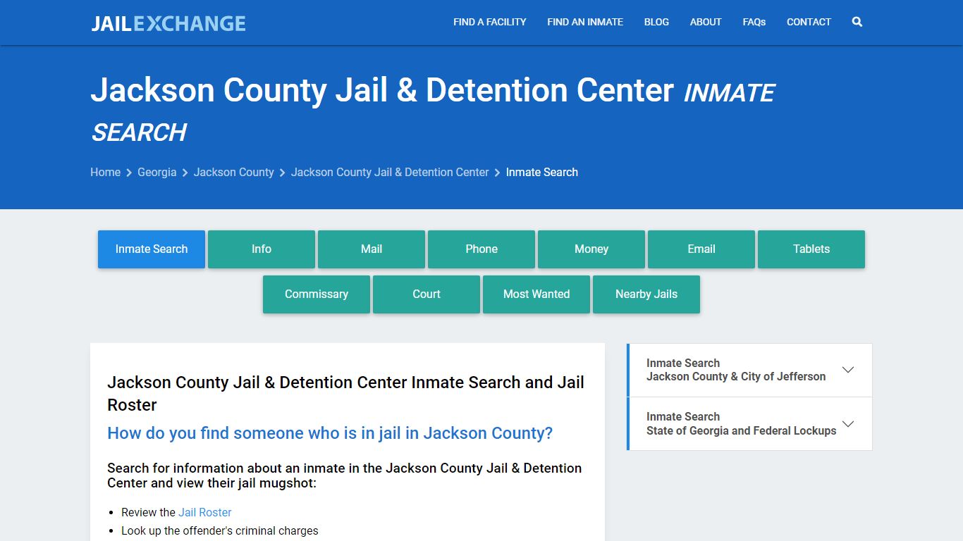 Jackson County Jail & Detention Center Inmate Search